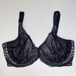 32E 32DD Lunaire Dotted Black Lace Underwire Bra UCS 2D